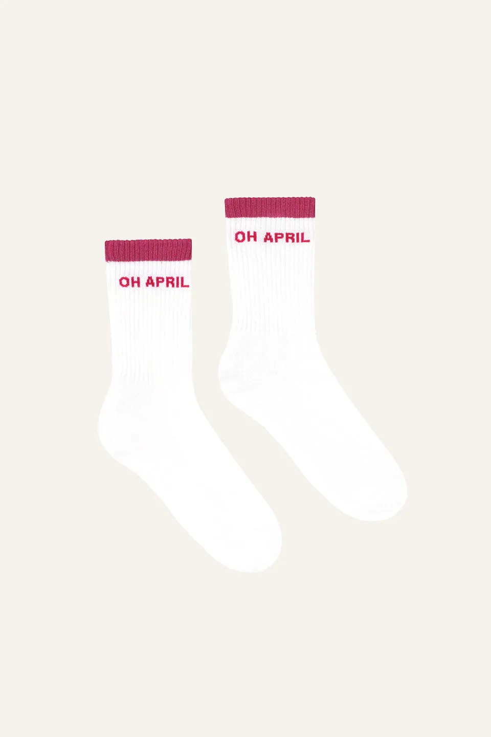 oh-april-steffi-socks-tennissocken-wei-dunkel-pink-baumwolle image 1