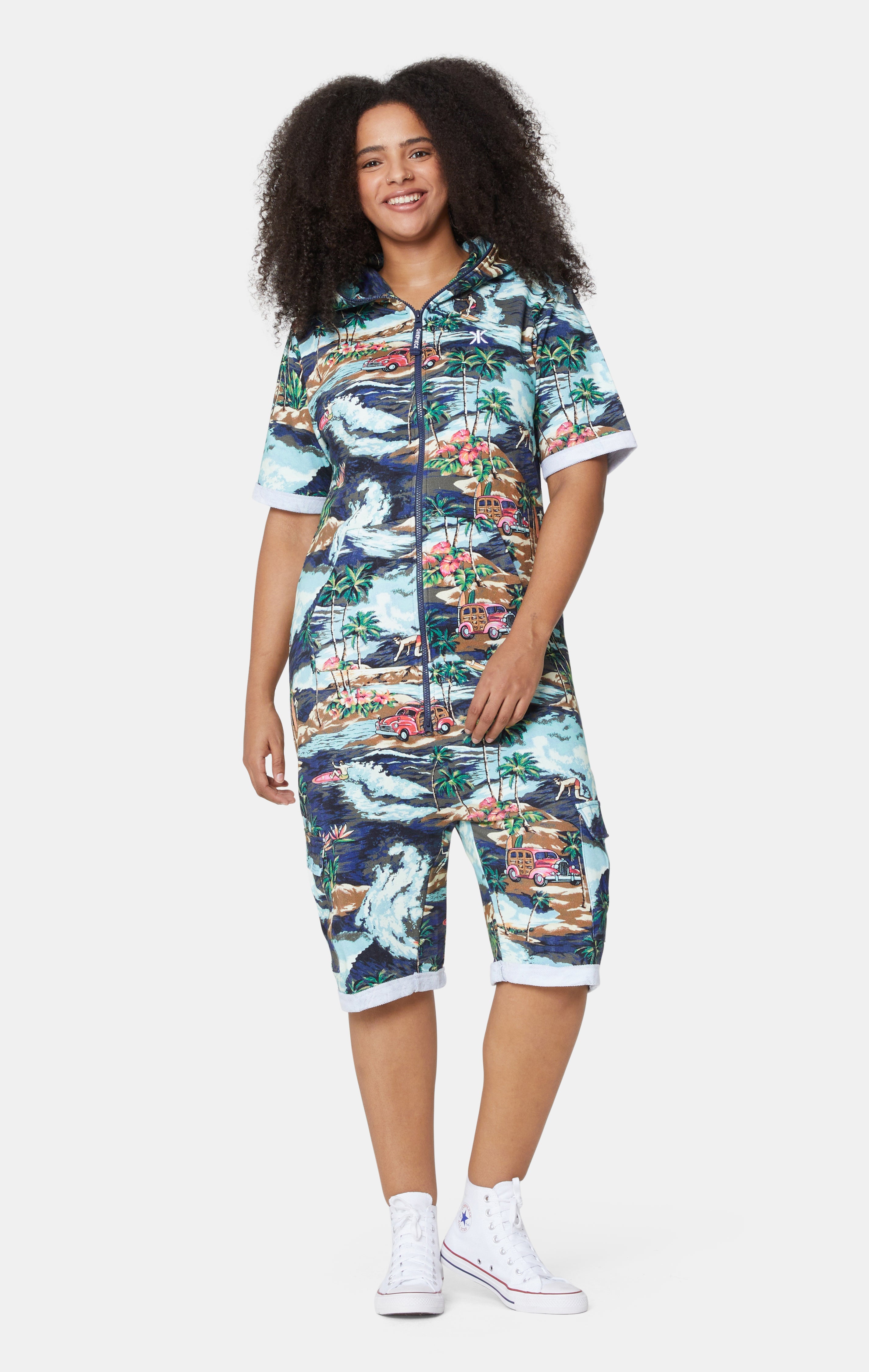 onepiece-vintage-hawaii-short-jumpsuit-blue-mix-retro image 6