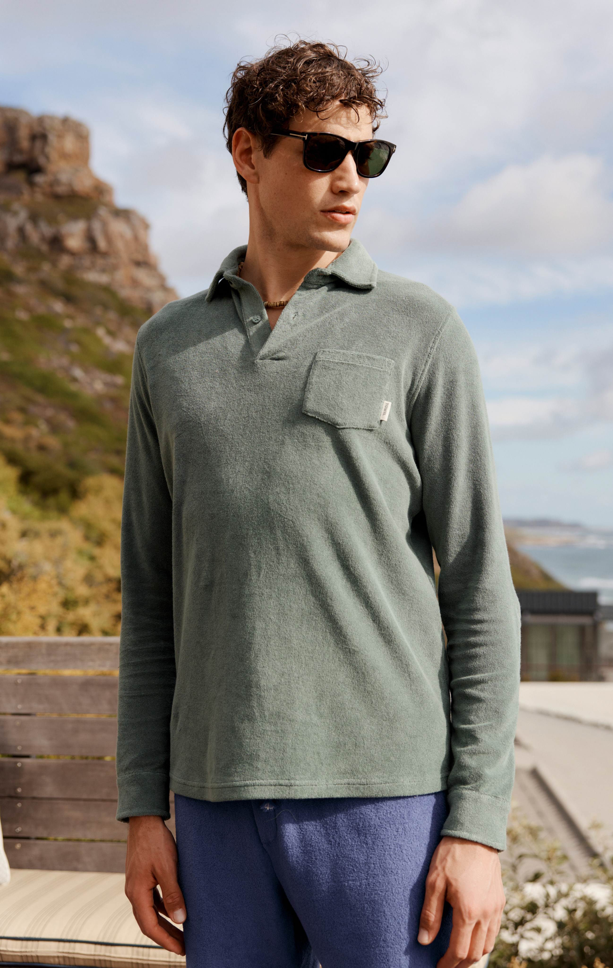 onepiece-towel-club-longsleeve-poloshirt-dusty-green image 5