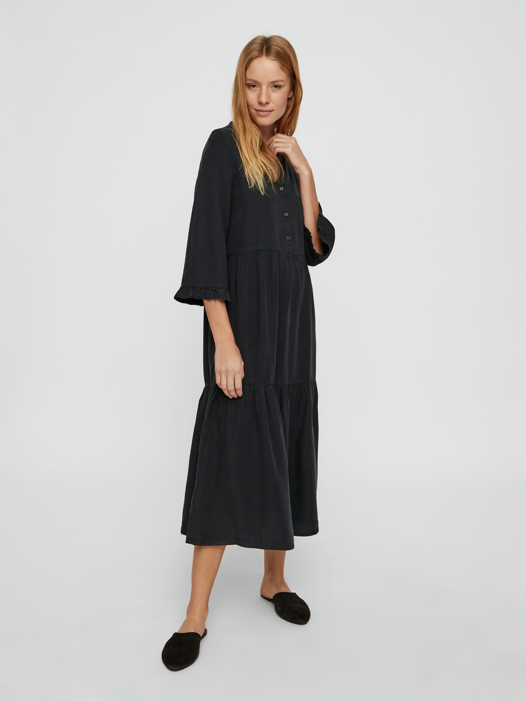 noisy-may-dresses-langes-kleid-3-4-rmel-v-ausschnitt image 4