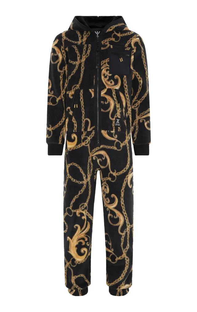 onepiece-gold-chain-fleece-jumpsuit-overall-schwarz-muster image 1