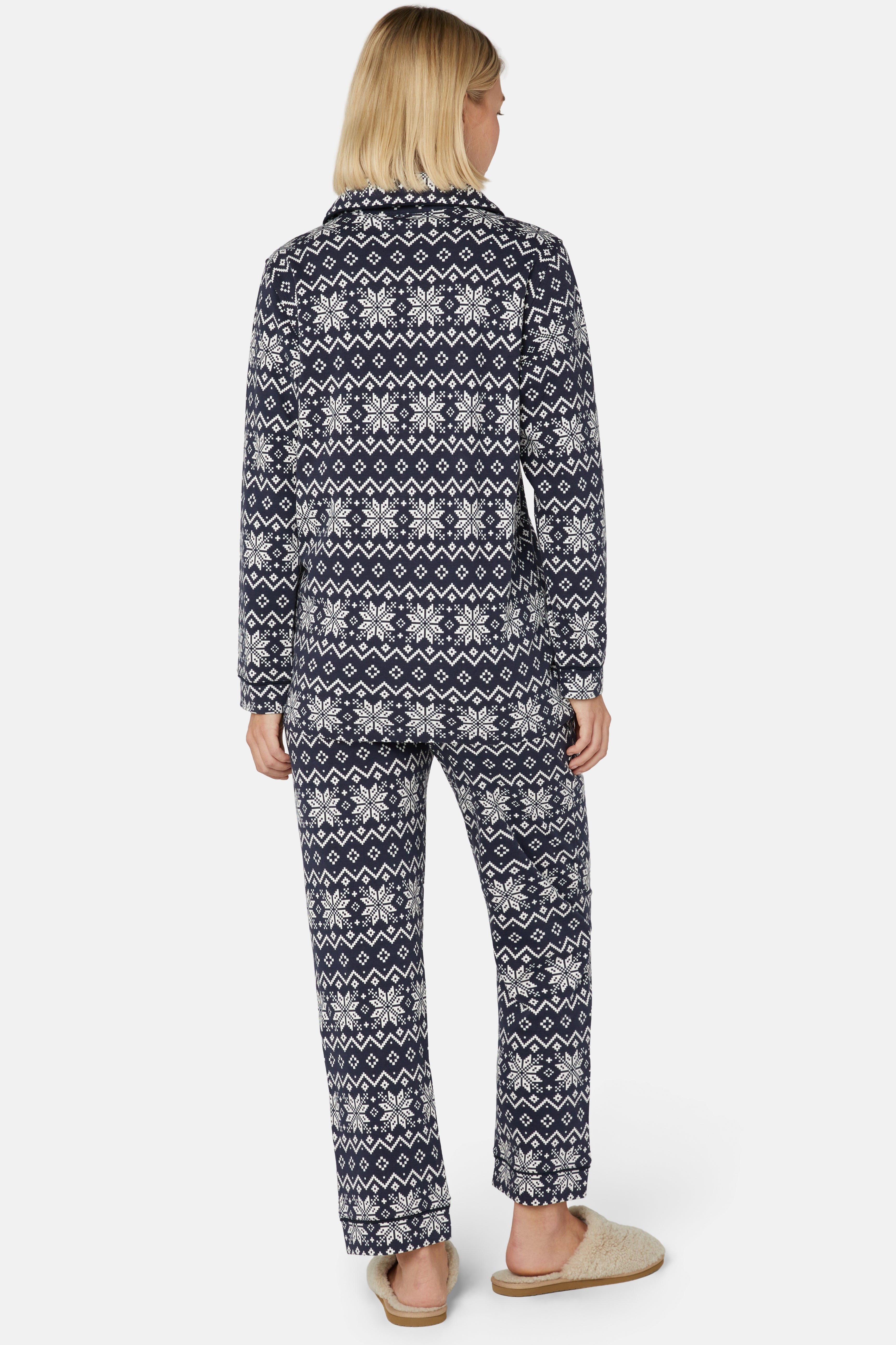 onepiece-winter-pyjamas-set-navy-schneeflocken-damen image 5