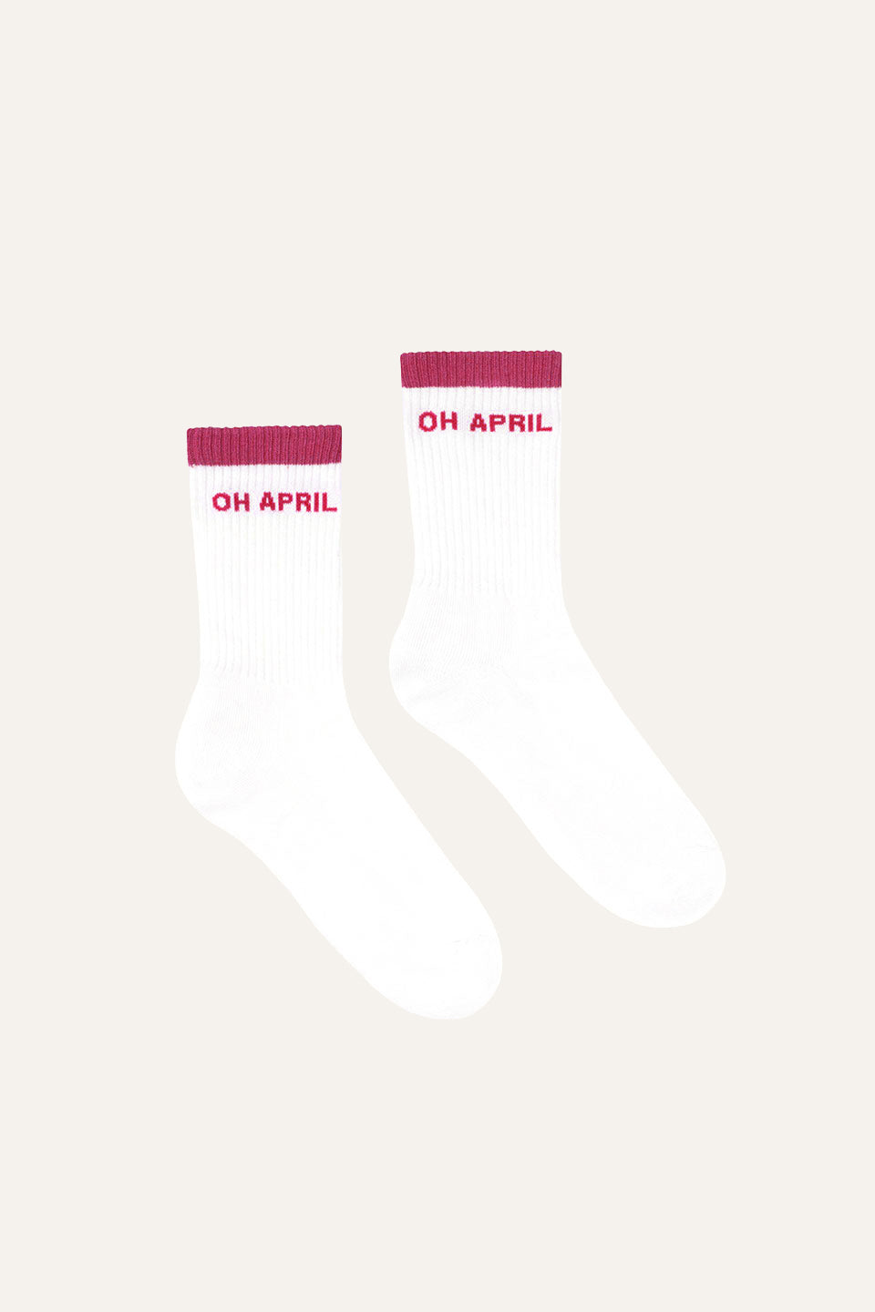 oh-april-steffi-socks-tennissocken-wei-dunkel-pink-baumwolle image 1