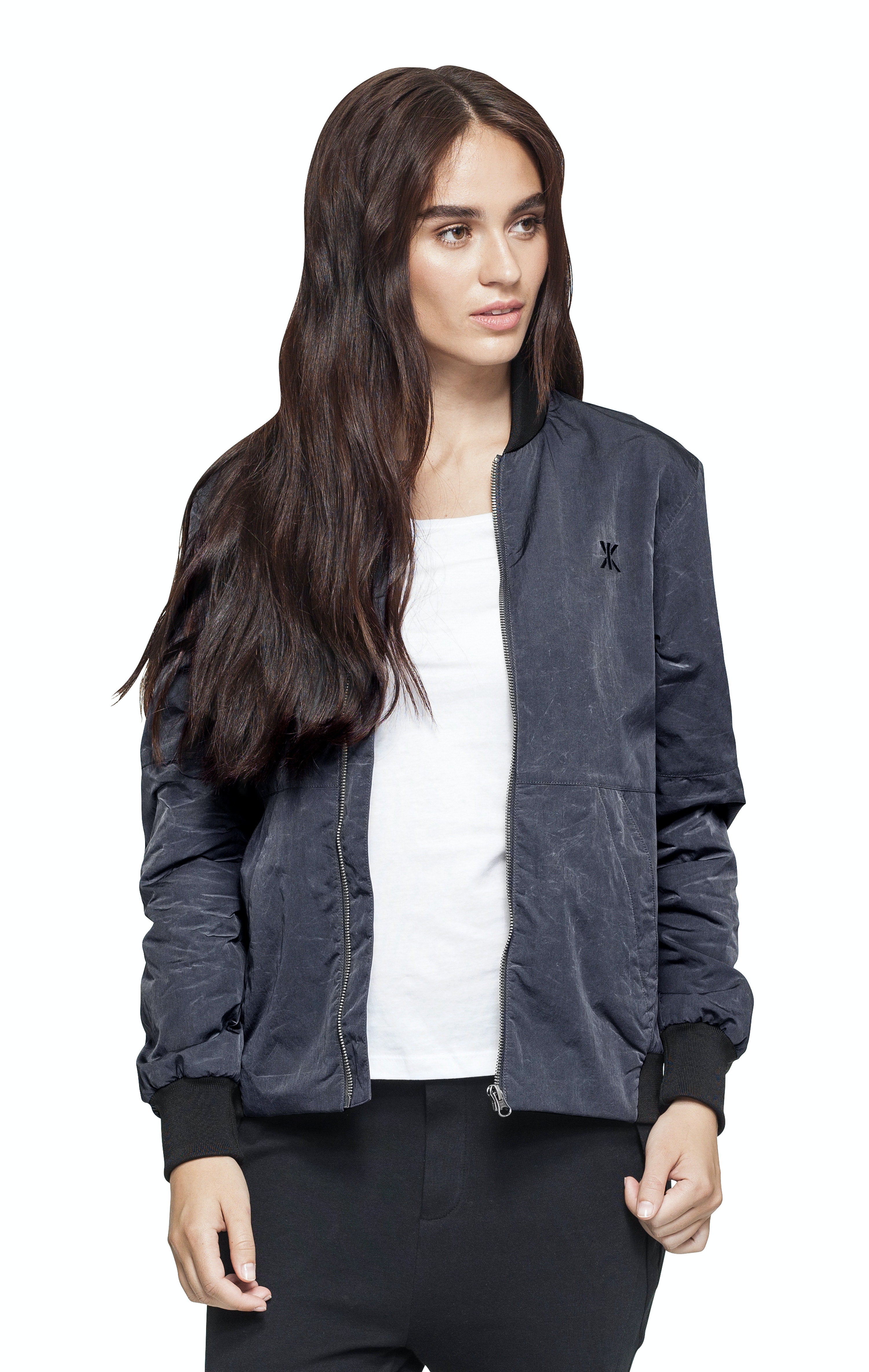 onepiece-ripple-bomber-jacket-bomberjacke-damen-dunkelgrau image 2