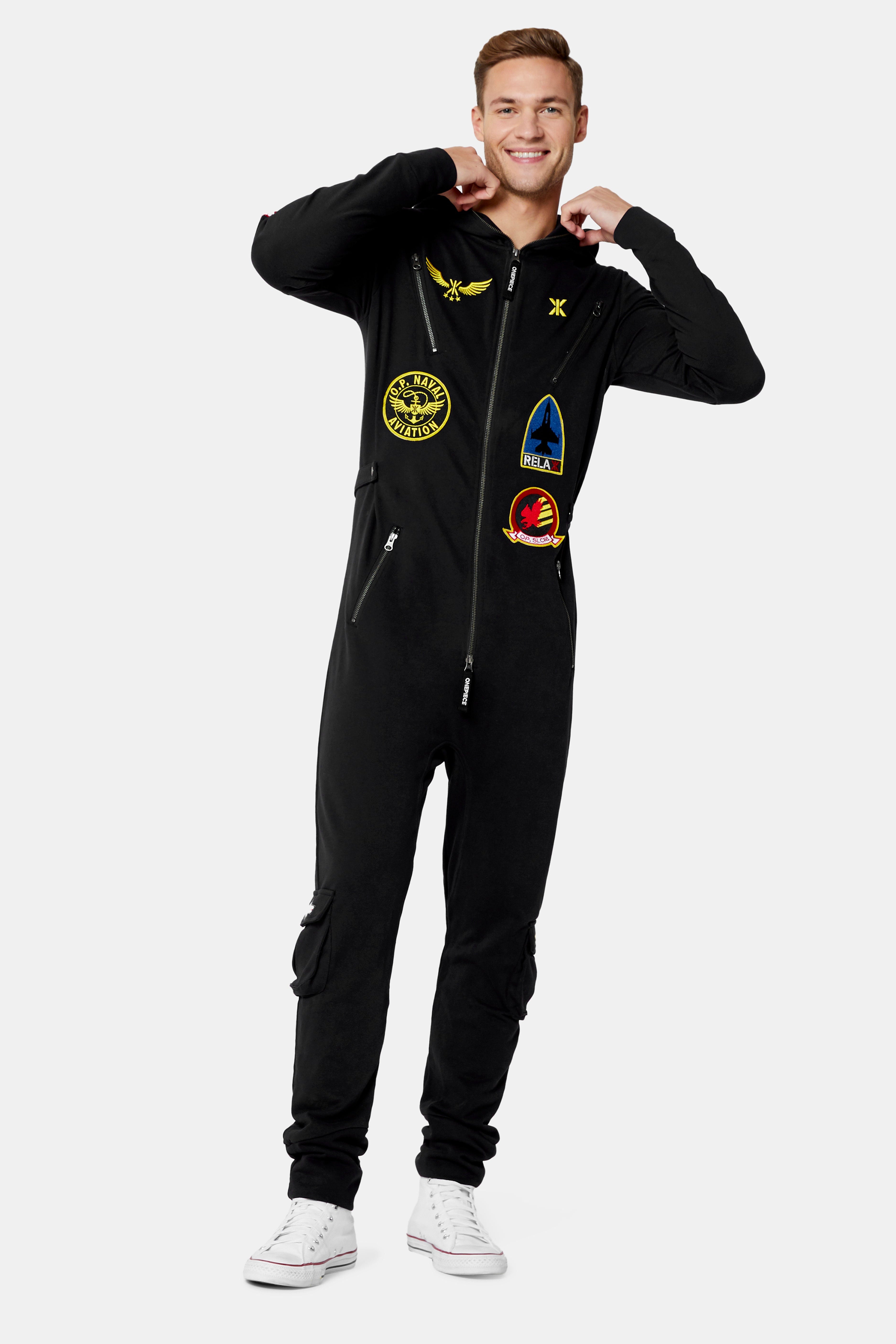 onepiece-aviator-onesie-overall-damen-schwarz-mit-patches image 6