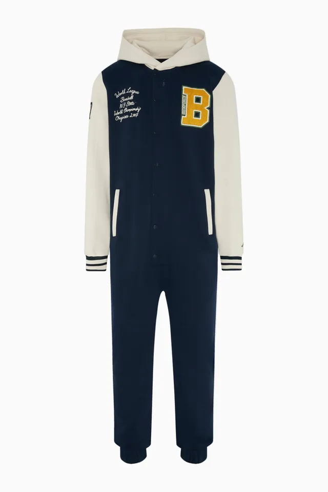 onepiece-university-jumpsuit-navy-blau-patches image 1