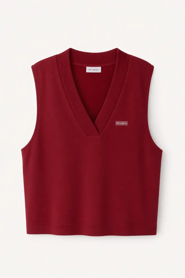 oh-april-sweat-weste-cherry-red-v-ausschnitt-baumwolle image 1
