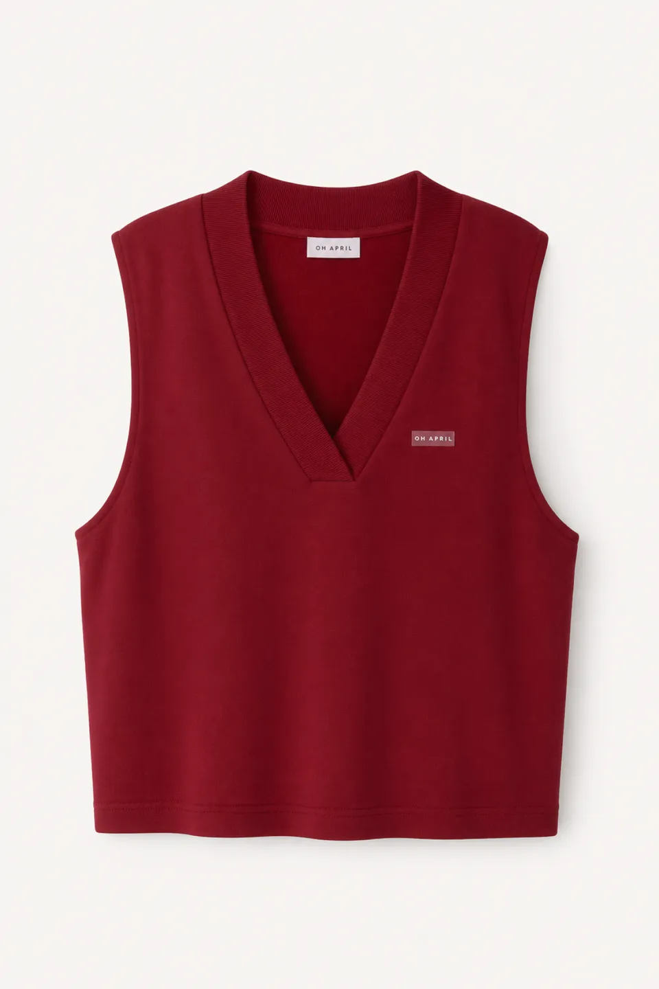 oh-april-sweat-weste-cherry-red-v-ausschnitt-baumwolle image 1