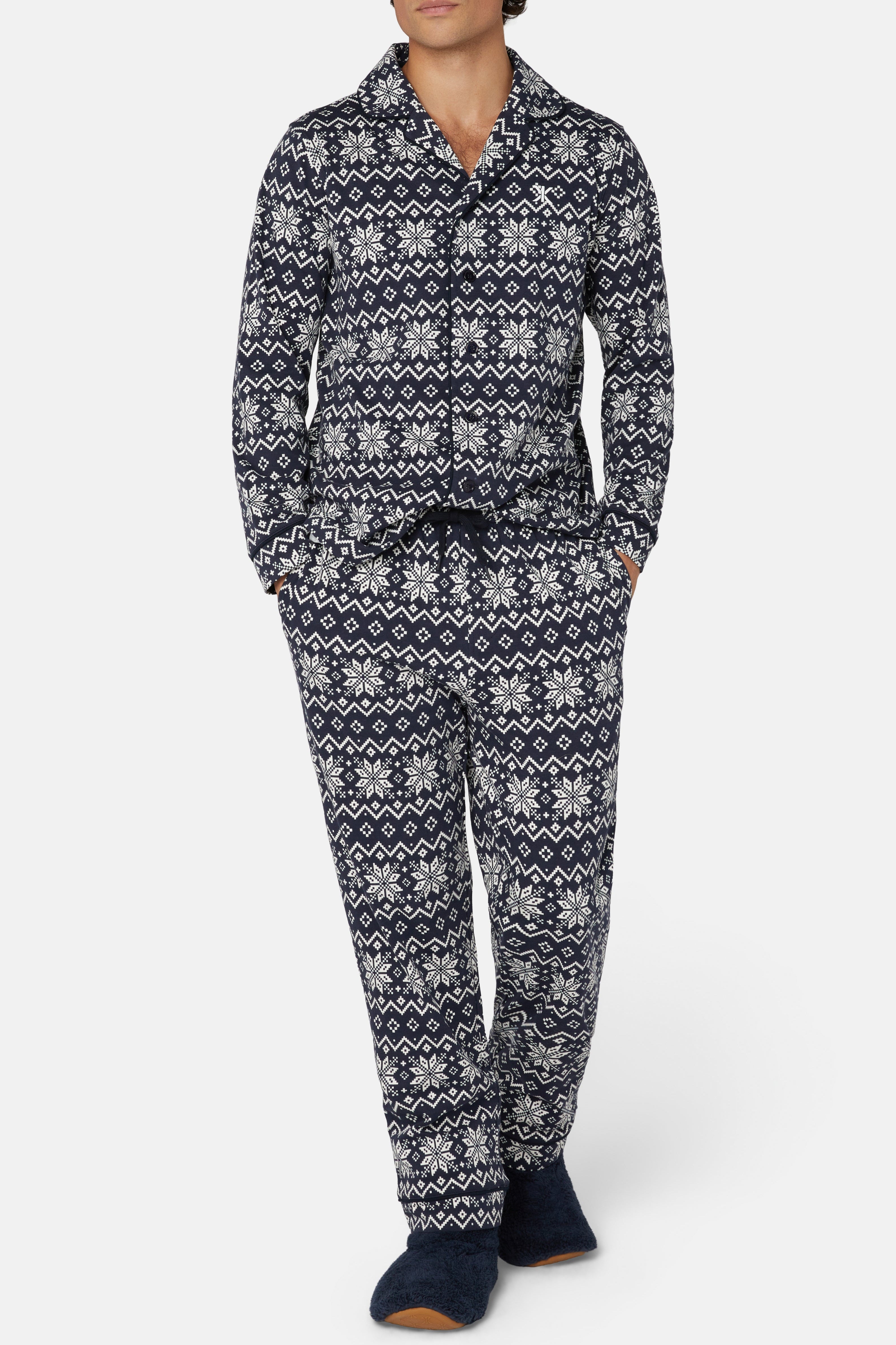 onepiece-winter-pyjamas-set-navy-schneeflocken-damen image 8