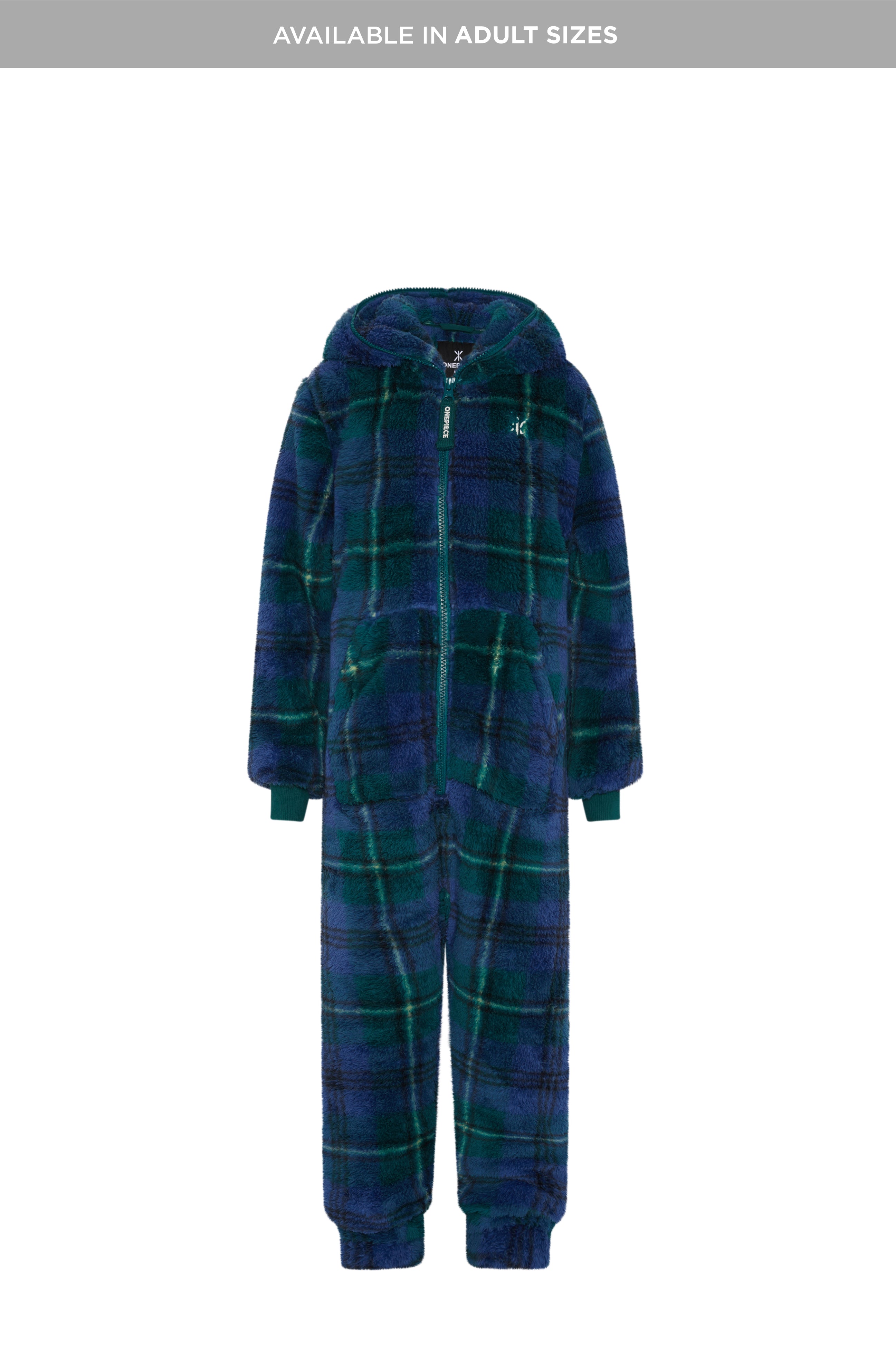 onepiece-puppy-kids-jumpsuit-gr-n-check-fleece image 1