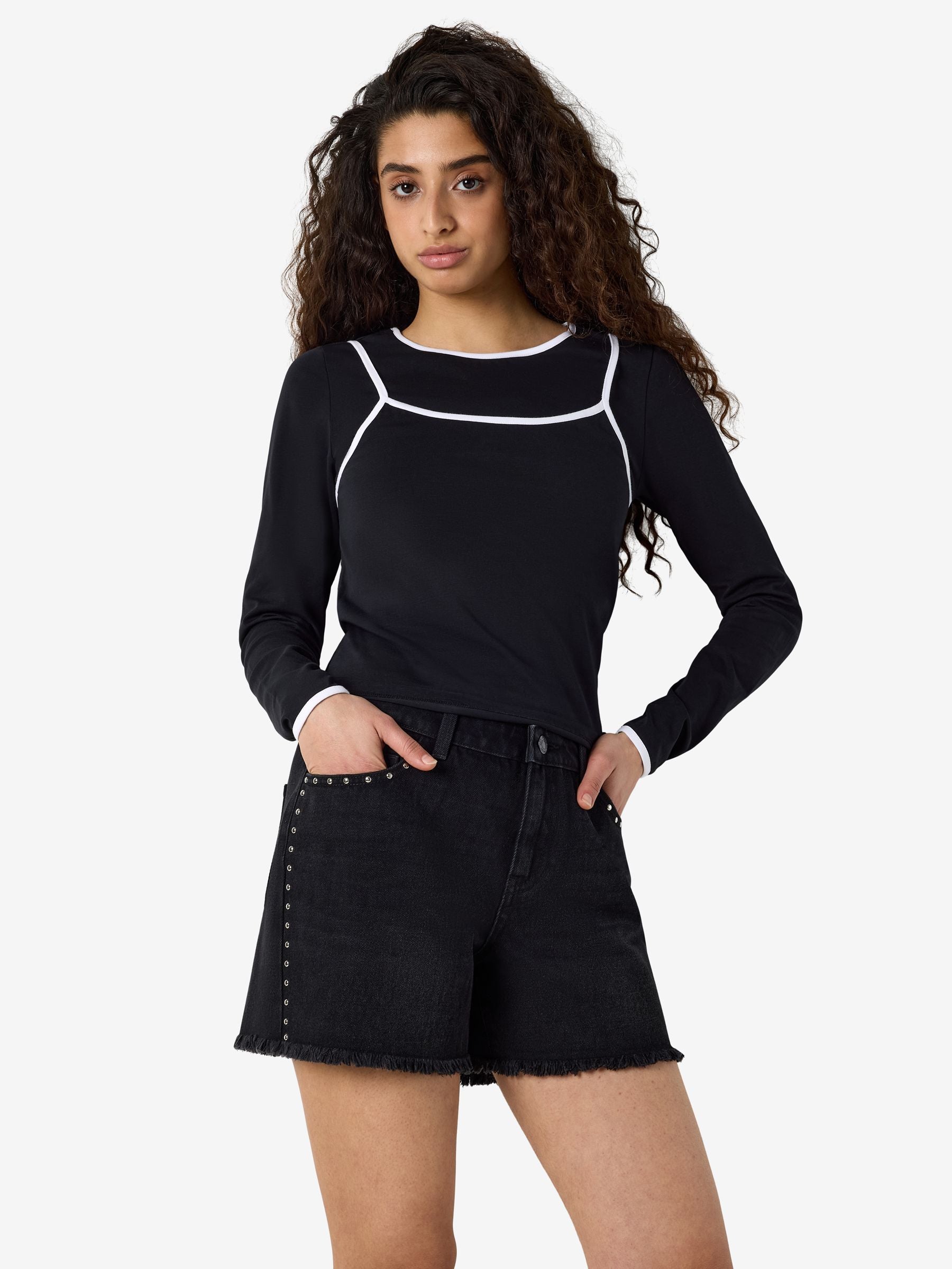 noisy-may-nmkerry-langarmshirt-damen-2-lagig-slim-fit image 6
