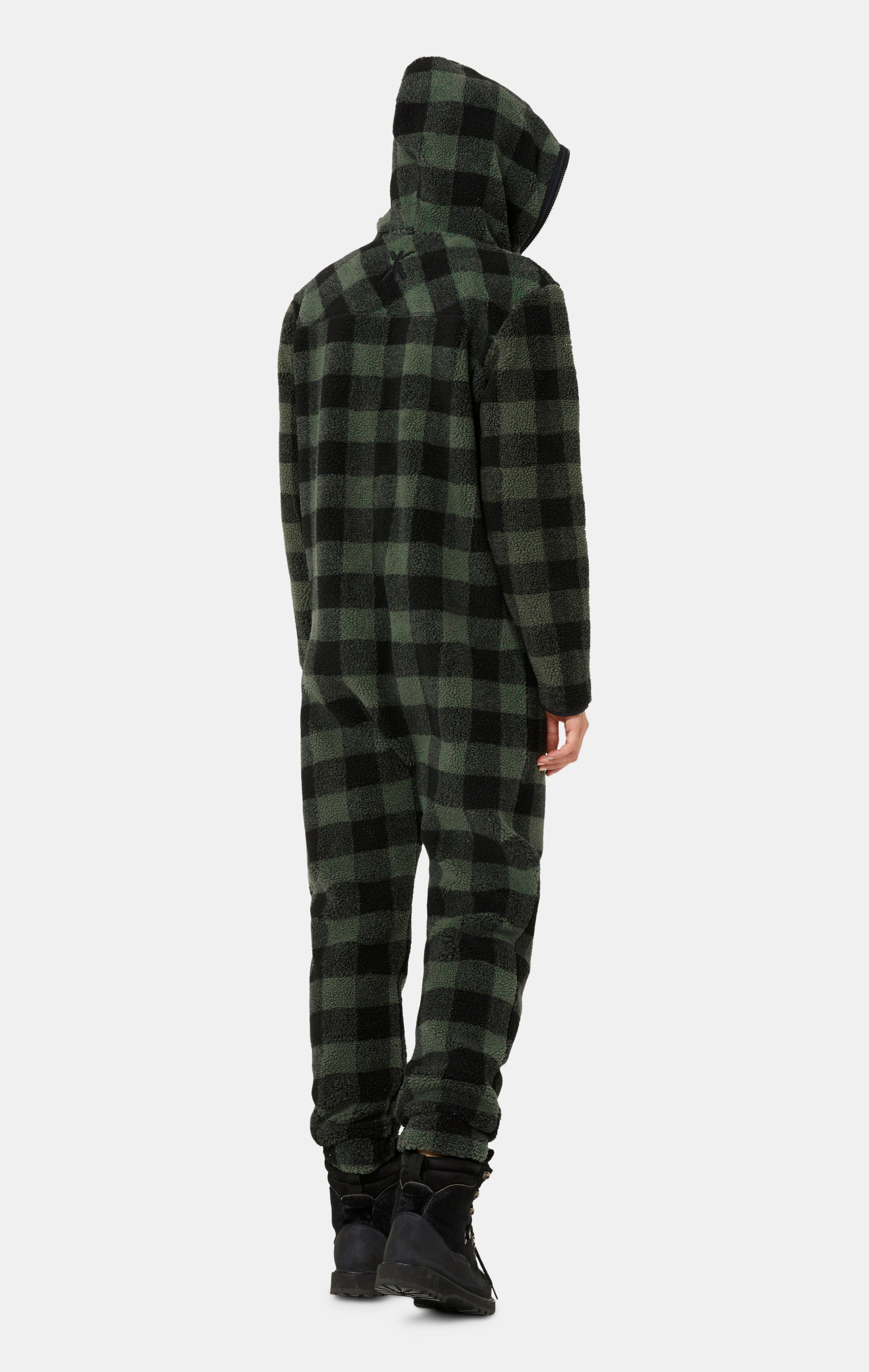 onepiece-checkered-fleece-jumpsuit-overall-damen-gr-n-kariert image 3