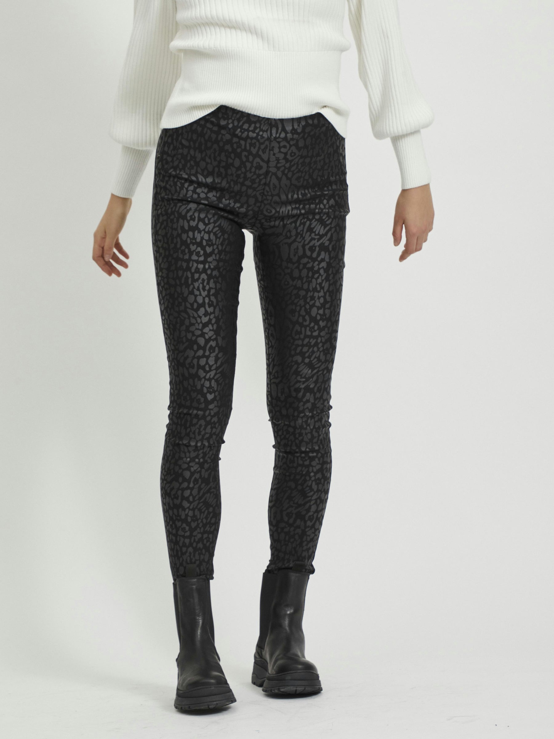 object-objbelle-legging-damen-coated-glitzer-slim-fit image 3