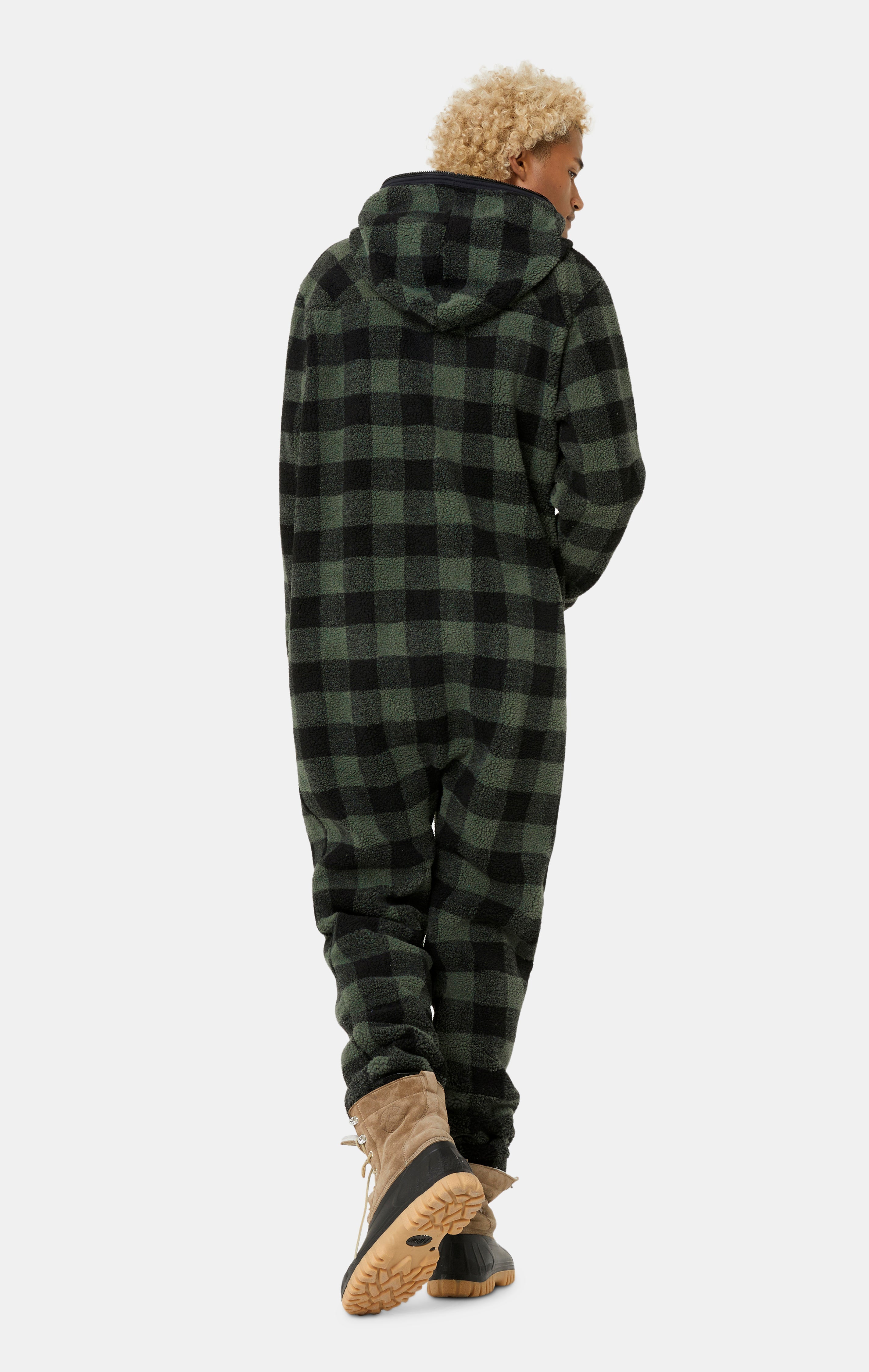 onepiece-checkered-fleece-jumpsuit-overall-damen-gr-n-kariert image 5