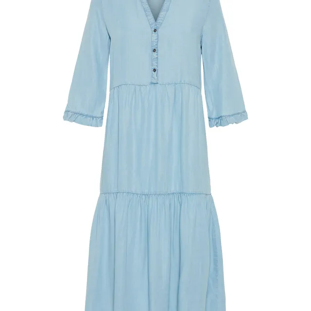 noisy-may-maxi-v-ausschnitt-kleid-knopfleiste-3-4-arm image 1