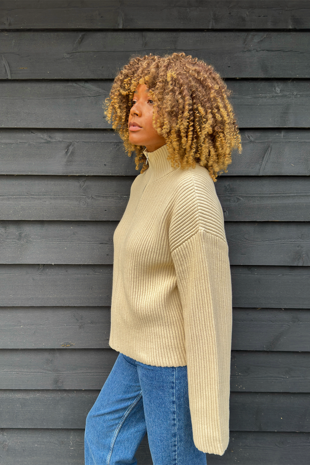 oh-april-strickcardigan-beige-melange-stehkragen image 2