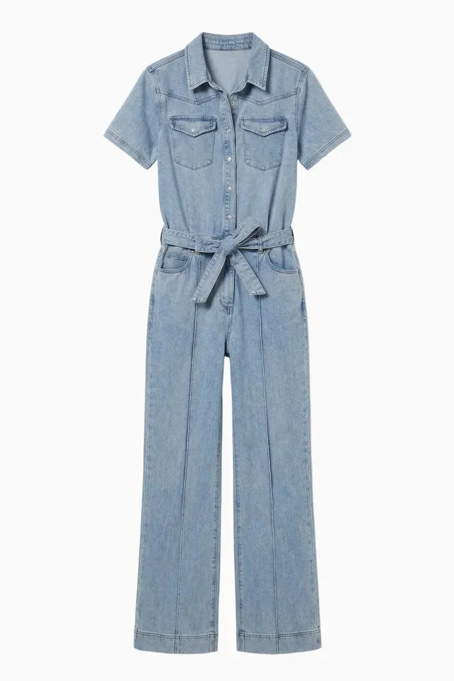 onepiece-light-chambray-flared-jumpsuit-overall-hellblau image 1