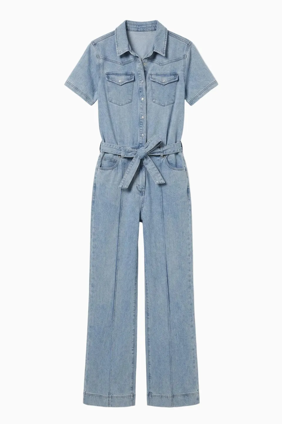onepiece-light-chambray-flared-jumpsuit-overall-hellblau image 1
