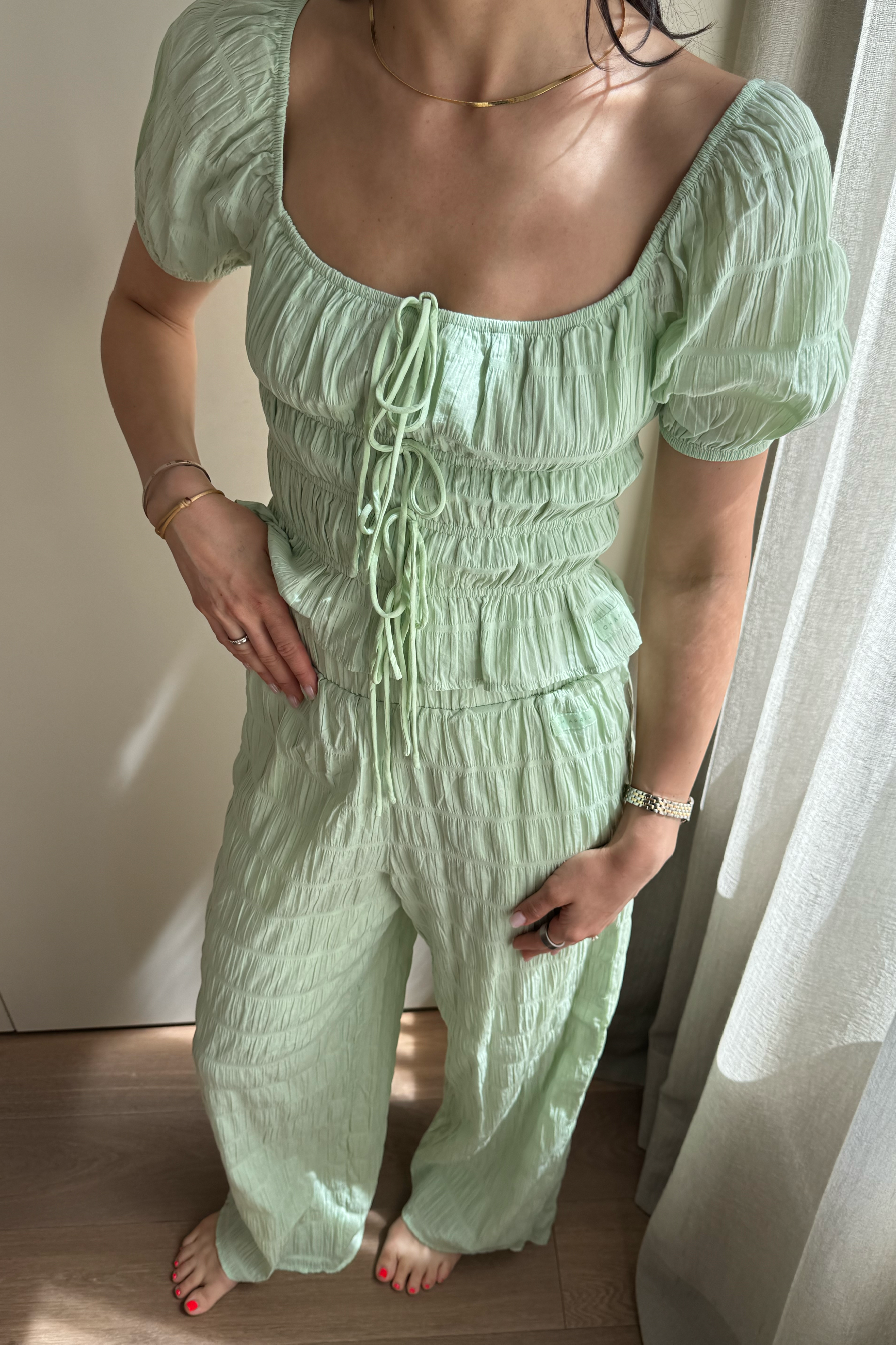 oh-april-floris-woven-pants-hose-mint-green-wide-leg image 1