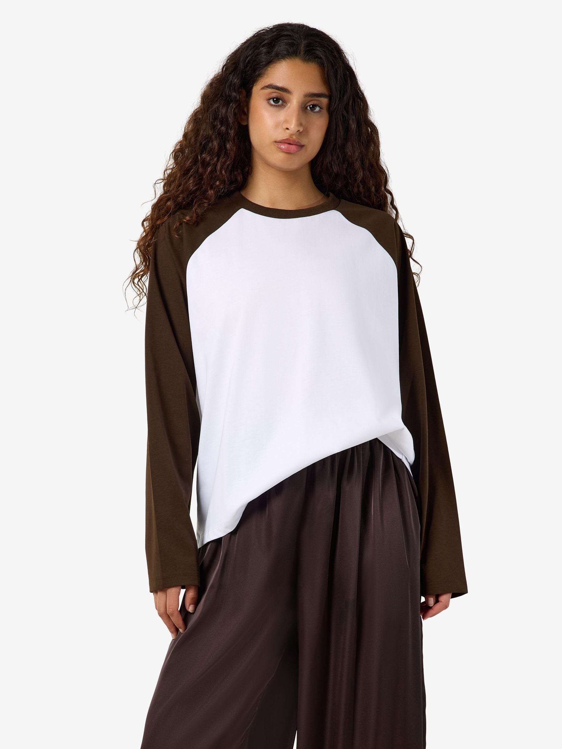 noisy-may-nmember-langarmshirt-colourblock-beige-braun-damen image 2