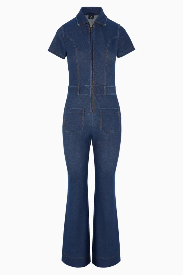 onepiece-denim-fit-and-flare-jumpsuit-blau-retro image 1