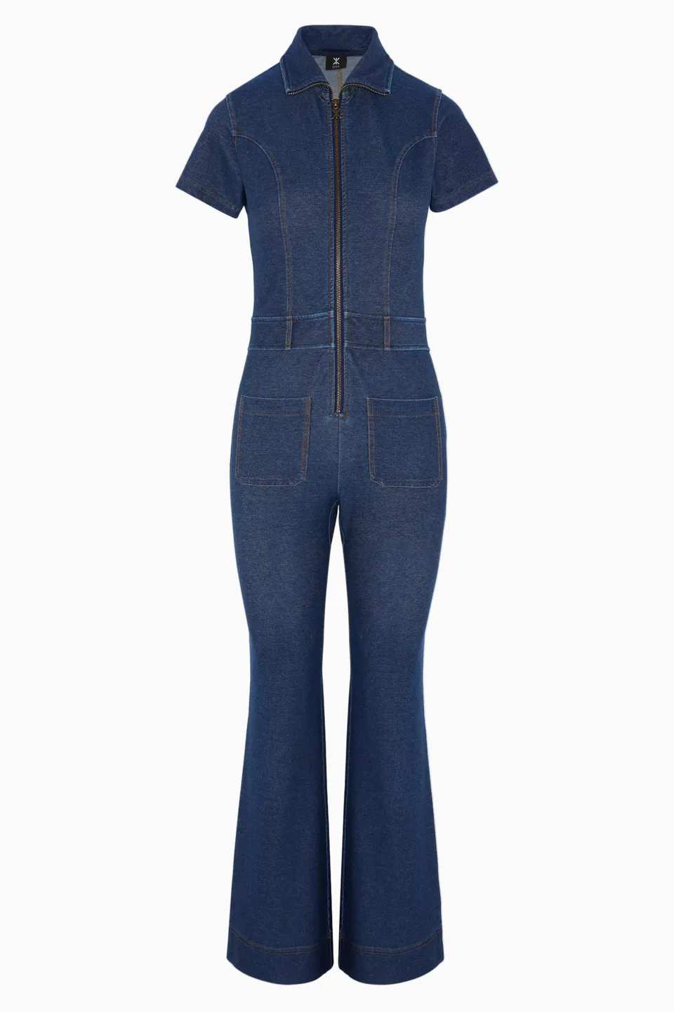 onepiece-denim-fit-and-flare-jumpsuit-blau-retro image 1