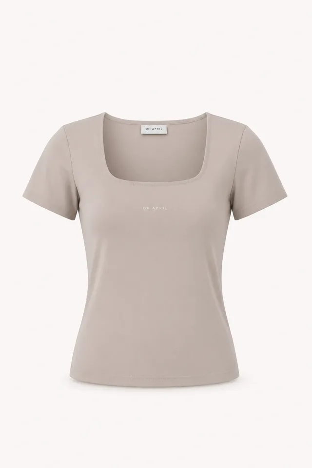 oh-april-kalina-slim-fit-t-shirt-taupe-lyocell image 1