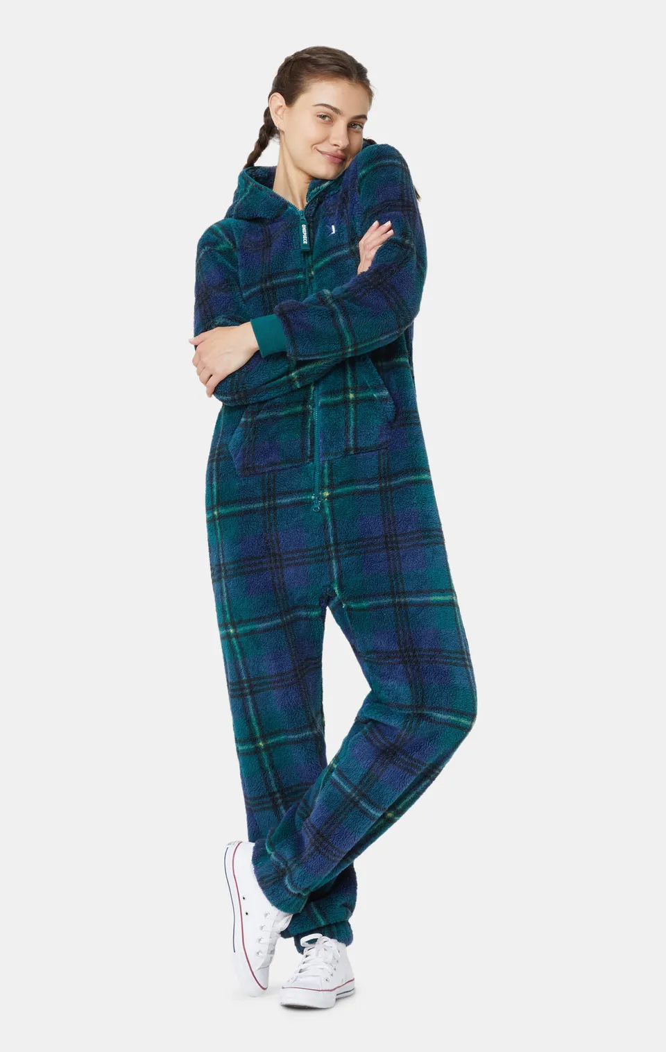 onepiece-puppy-jumpsuit-karogr-n-damen-fleece-overall image 1