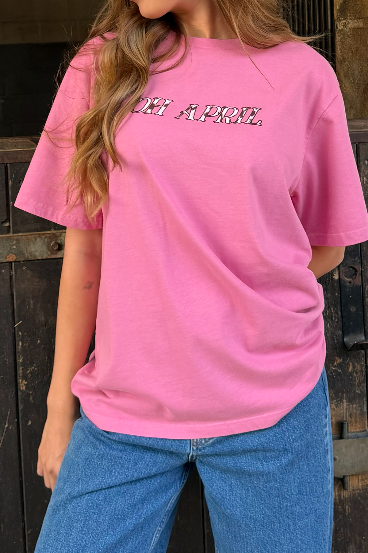 oh-april-bf-t-shirt-cow-pink-cow-print image 1