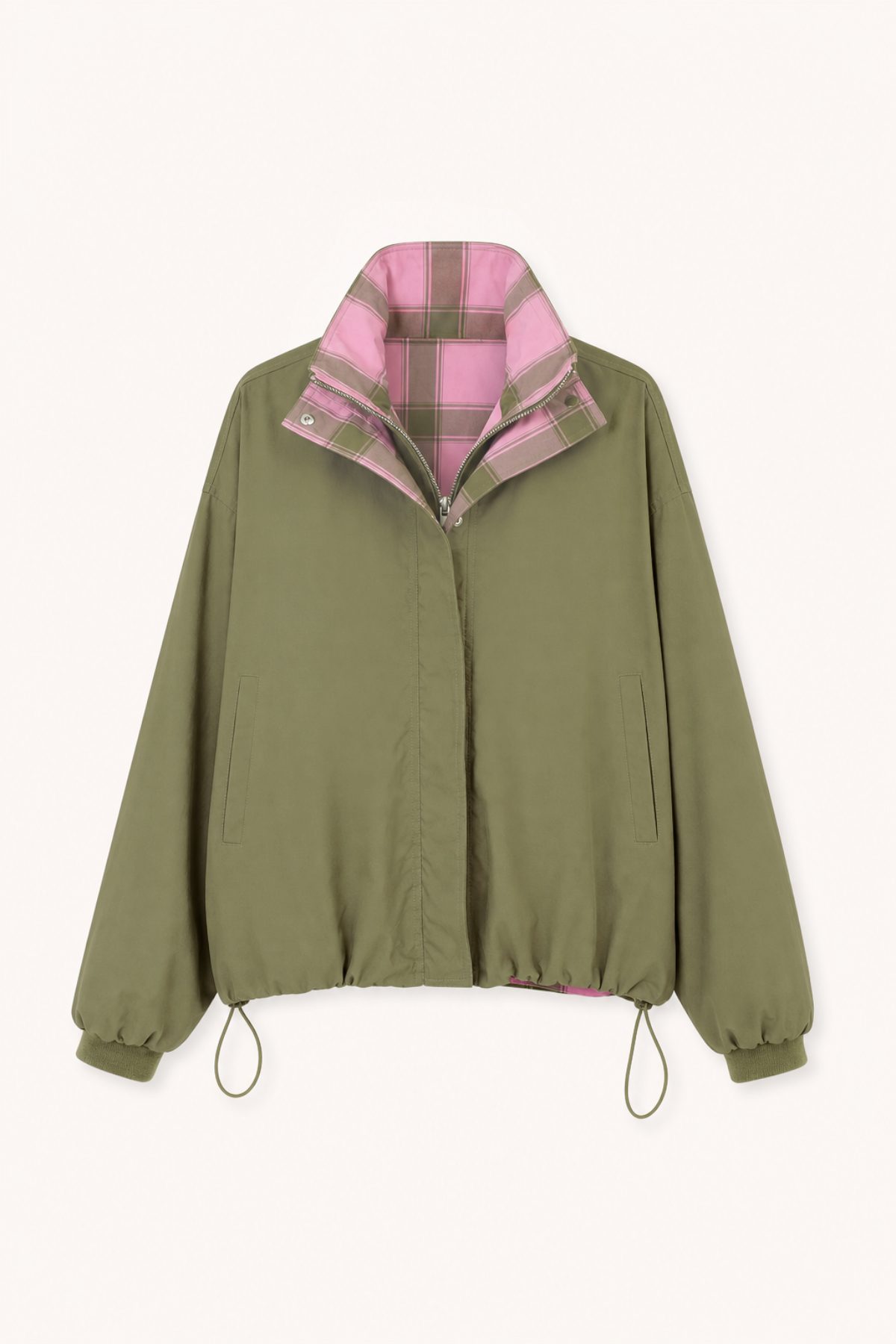 oh-april-amine-reversible-jacket-jacke-olive-check-baumwolle image 1