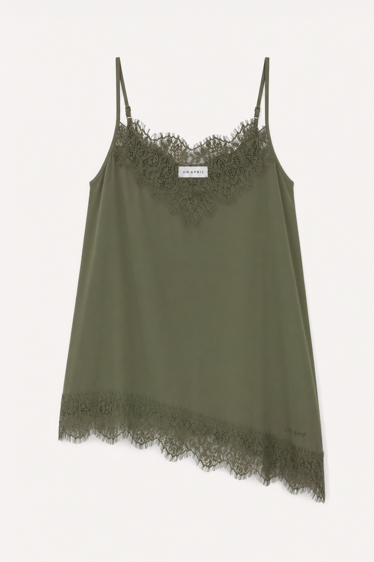 oh-april-tami-satin-top-bluse-olive-mit-spitze image 2