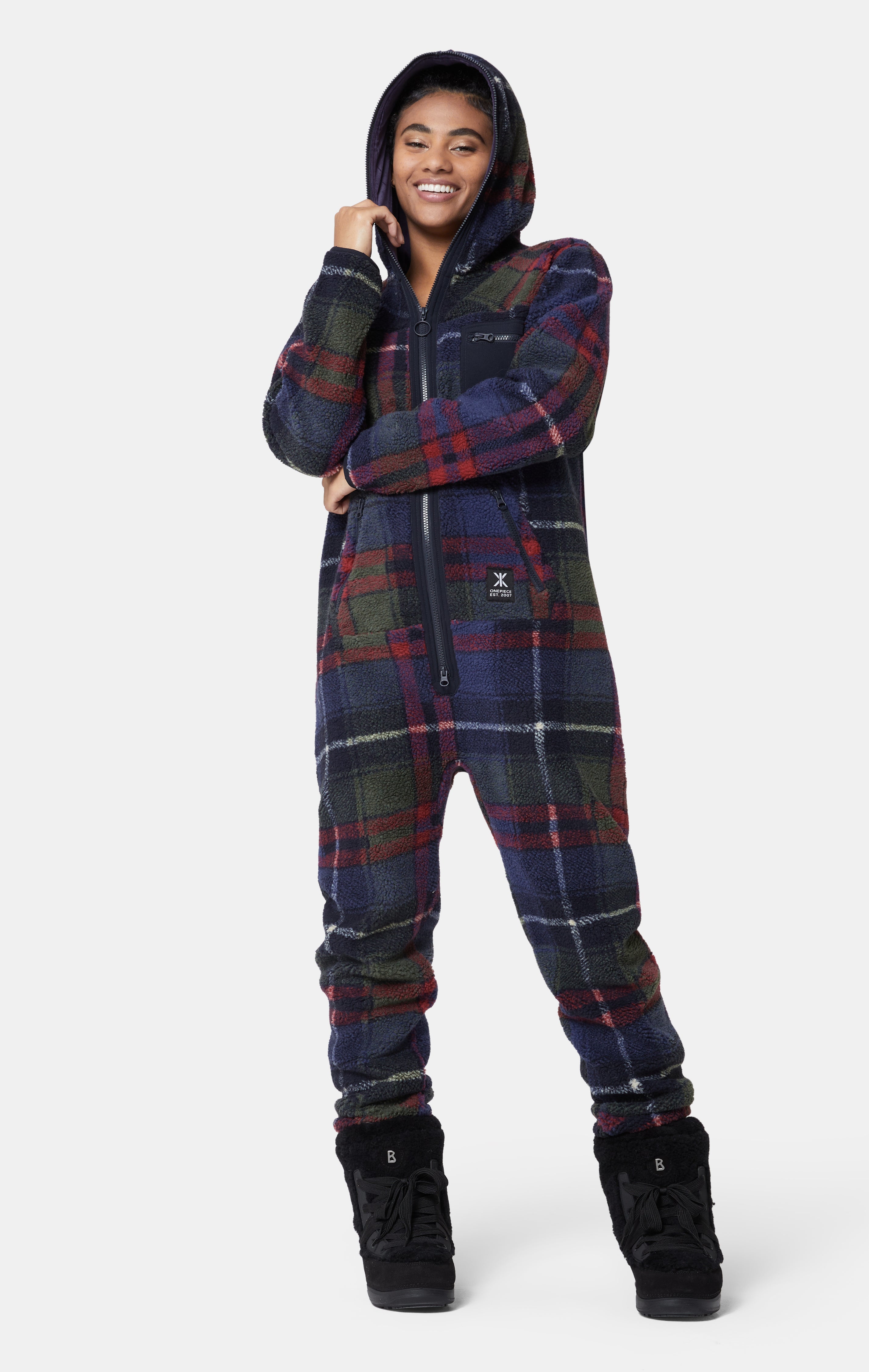 onepiece-checkered-fleece-jumpsuit-blau-kariert image 5
