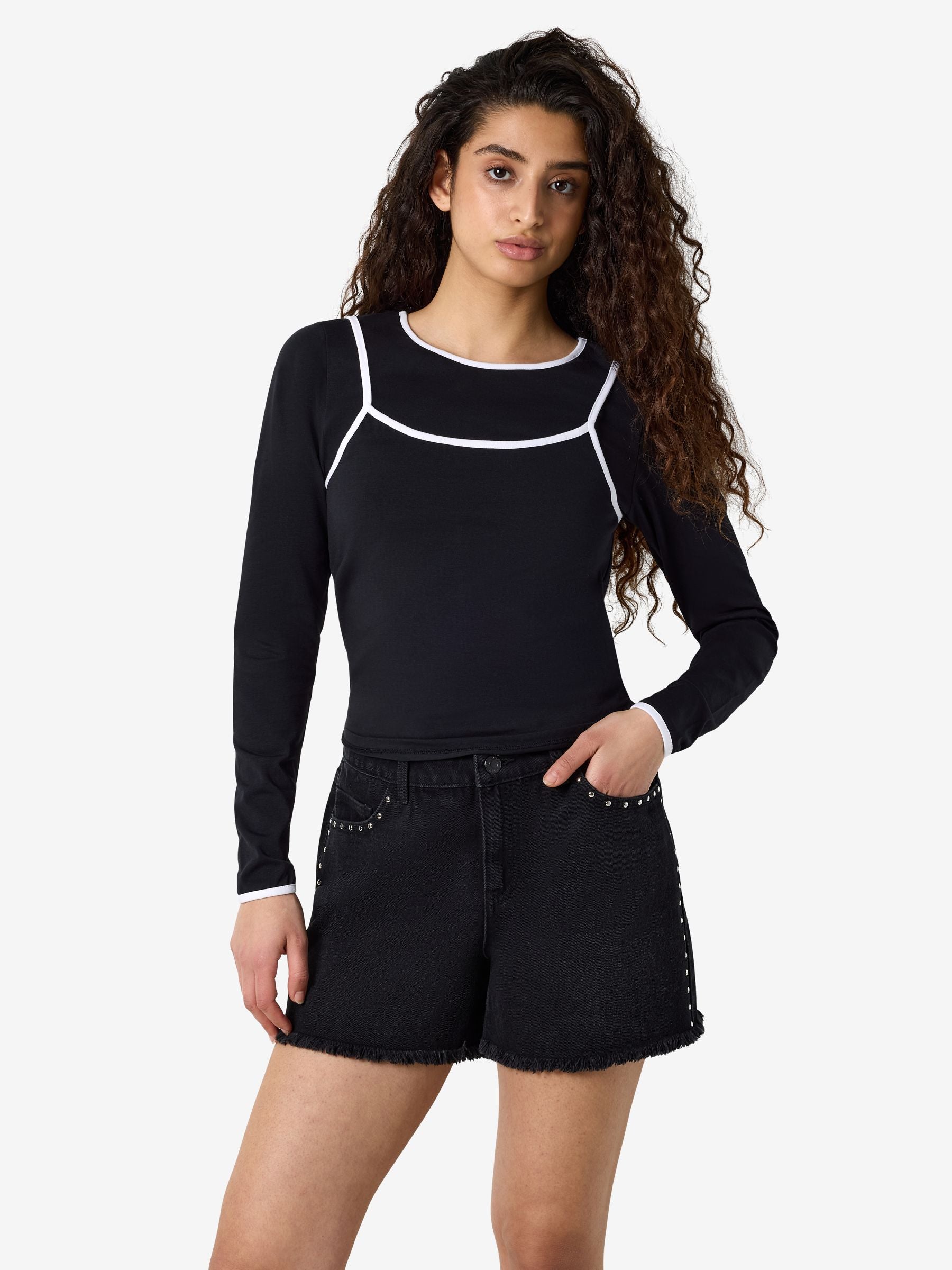 noisy-may-nmkerry-langarmshirt-damen-2-lagig-slim-fit image 2