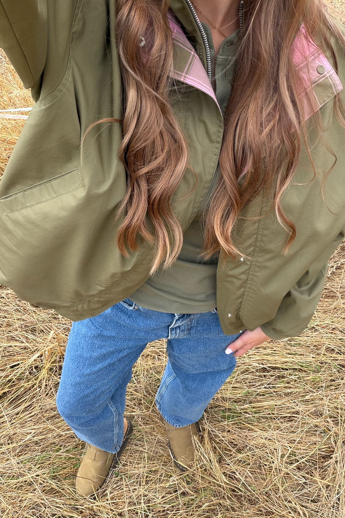 oh-april-amine-reversible-jacket-jacke-olive-check-baumwolle image 4