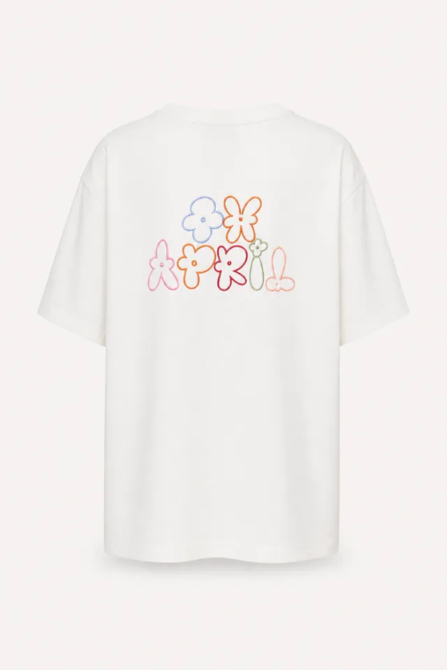 oh-april-bf-t-shirt-flower-white-baumwolle-oversized image 1