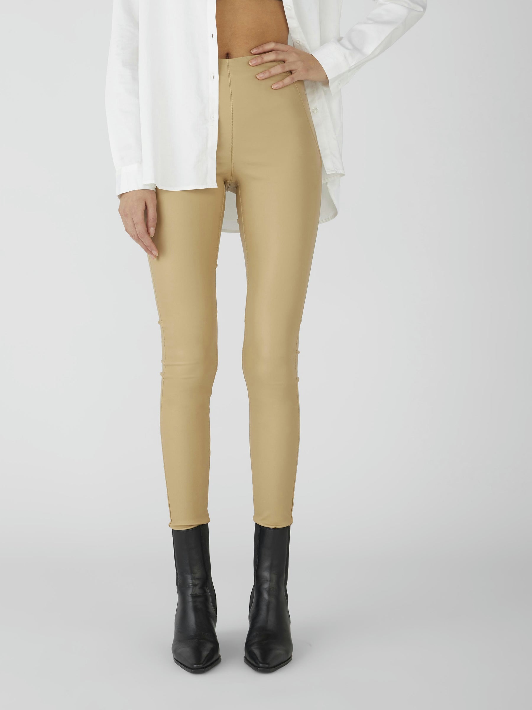 object-leggings-coated-slim-fit-glitzer-mid-waist image 2