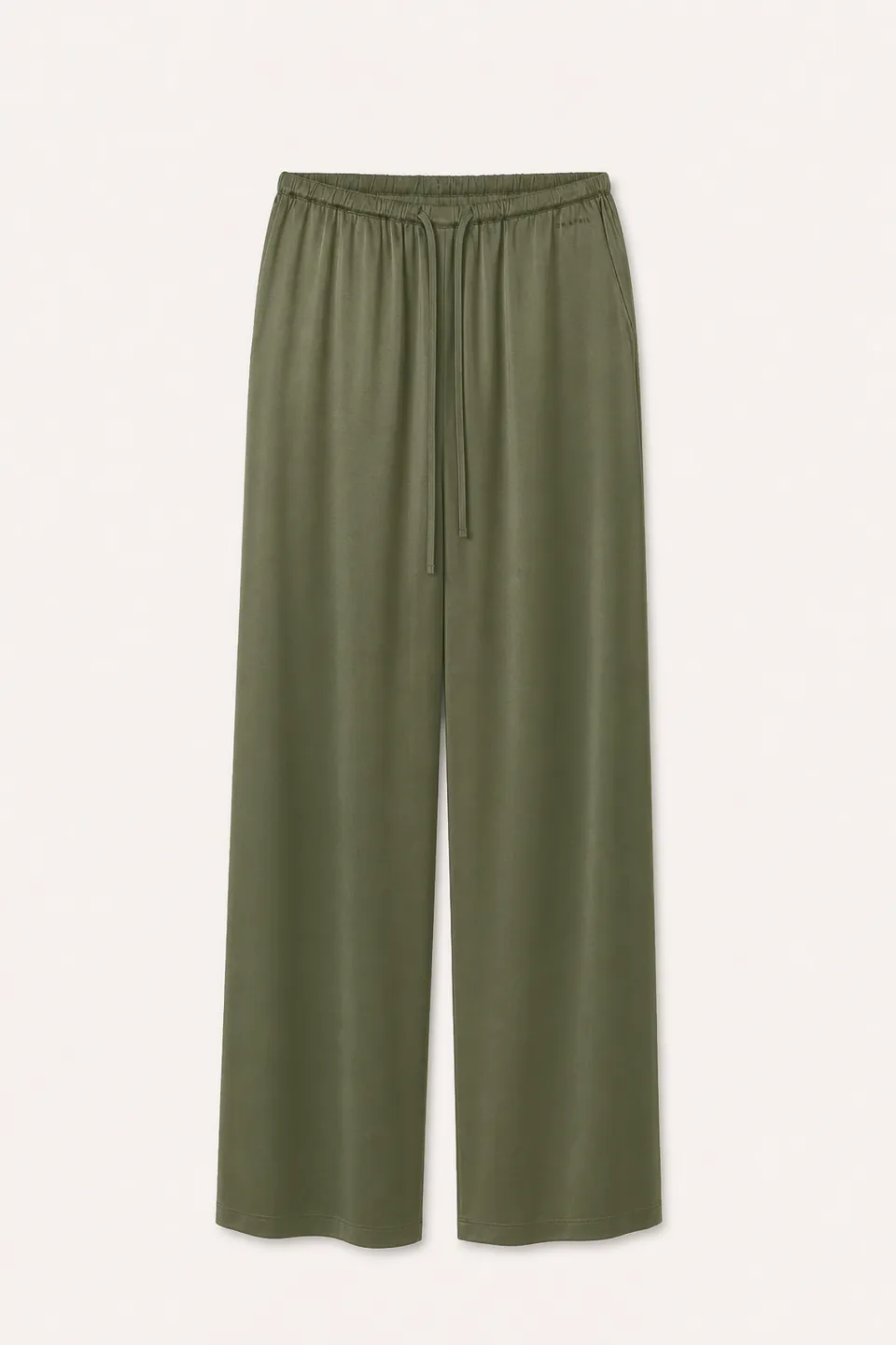 oh-april-verde-satin-pants-hose-olive-wide-leg image 1