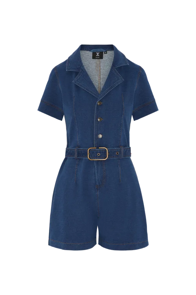onepiece-denim-fitted-short-jumpsuit-dunkelblau-jeans image 1