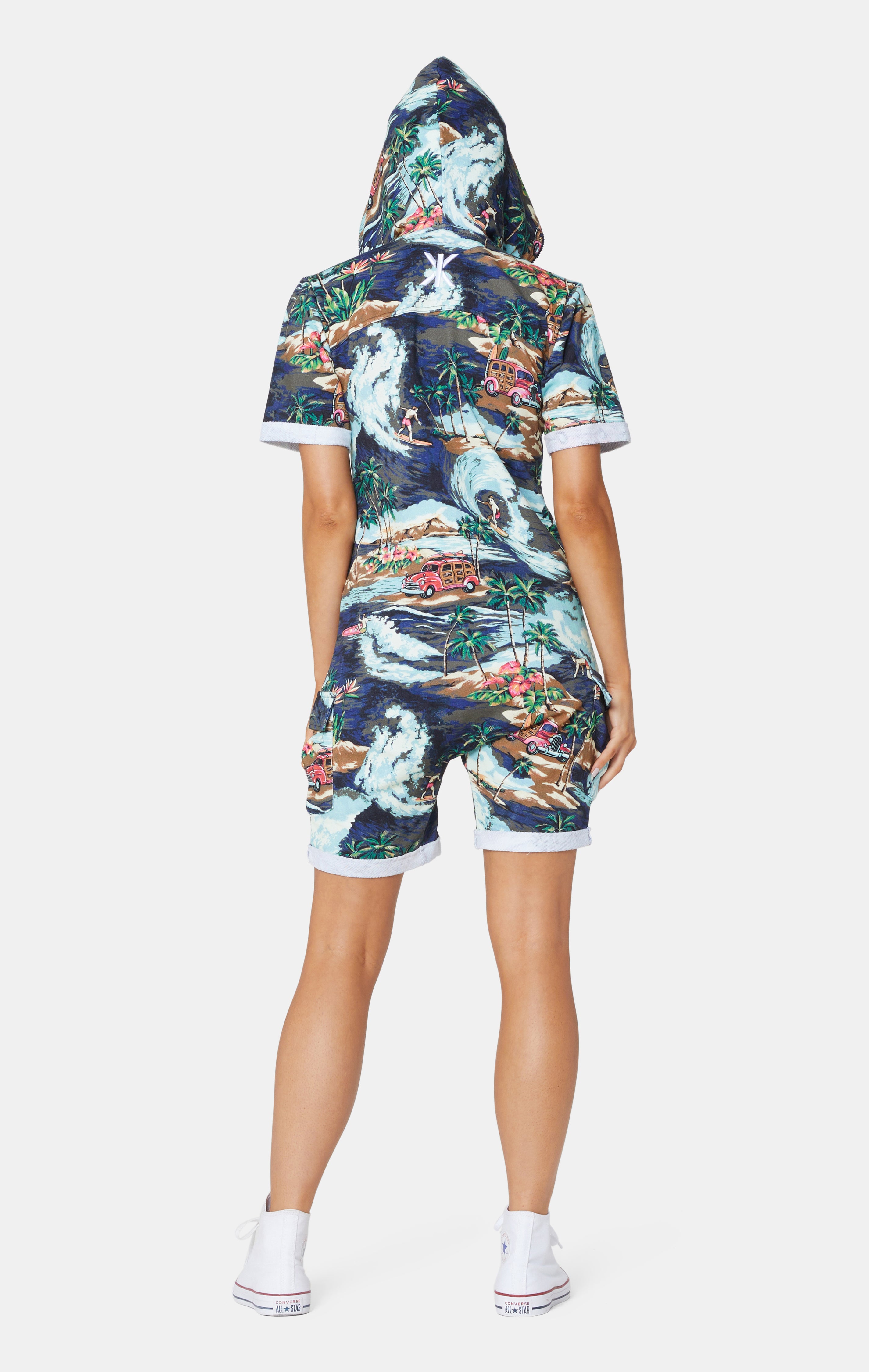 onepiece-vintage-hawaii-short-jumpsuit-blue-mix-retro image 5