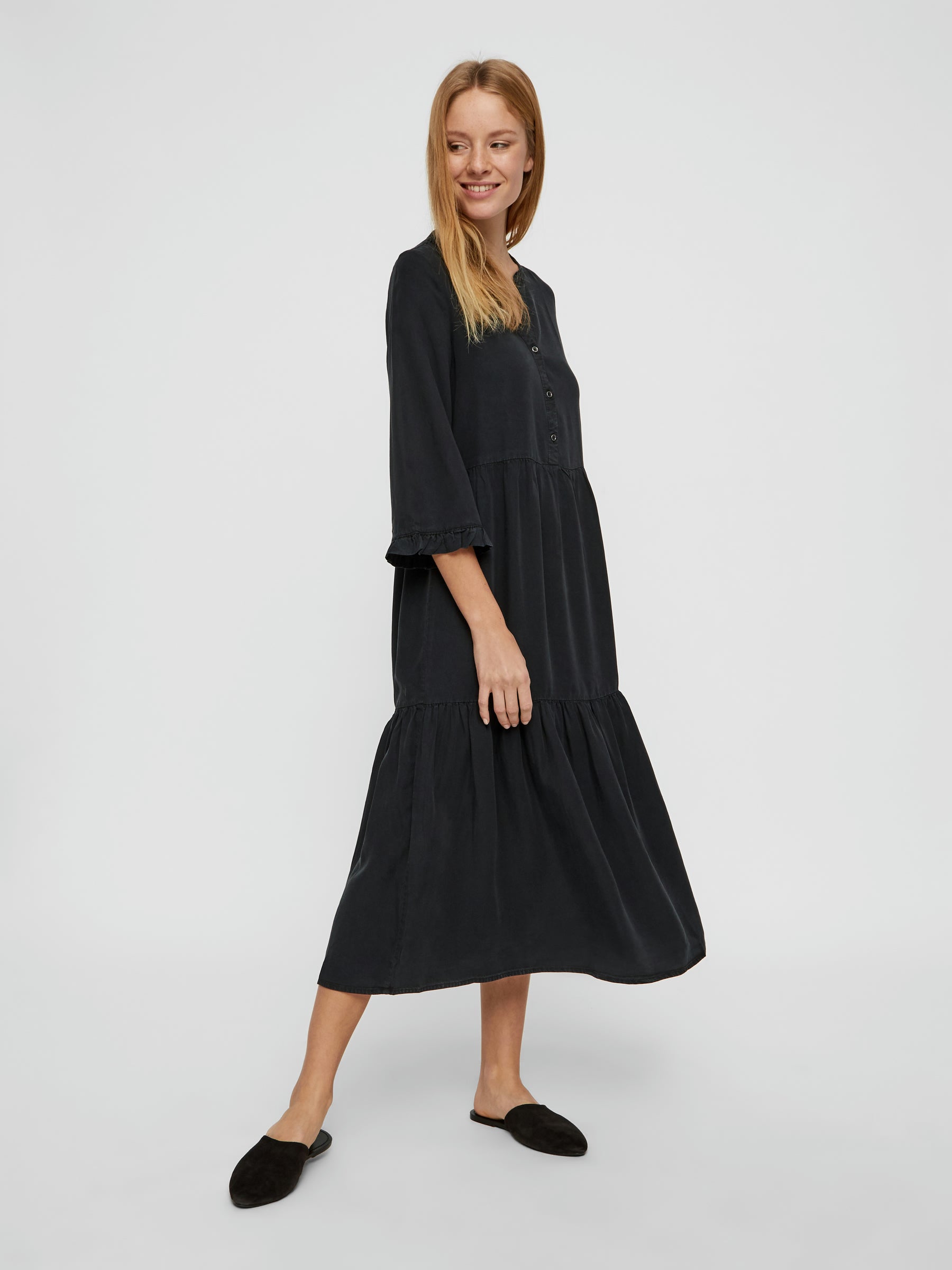 noisy-may-dresses-langes-kleid-3-4-rmel-v-ausschnitt image 2