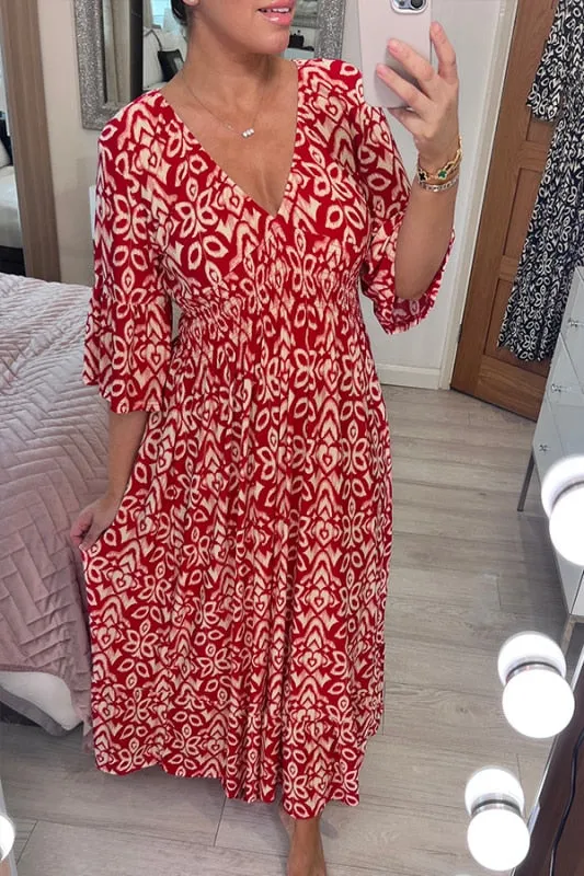 arys-bohemian-print-v-neck-maxikleid-damen-schwarz image 1