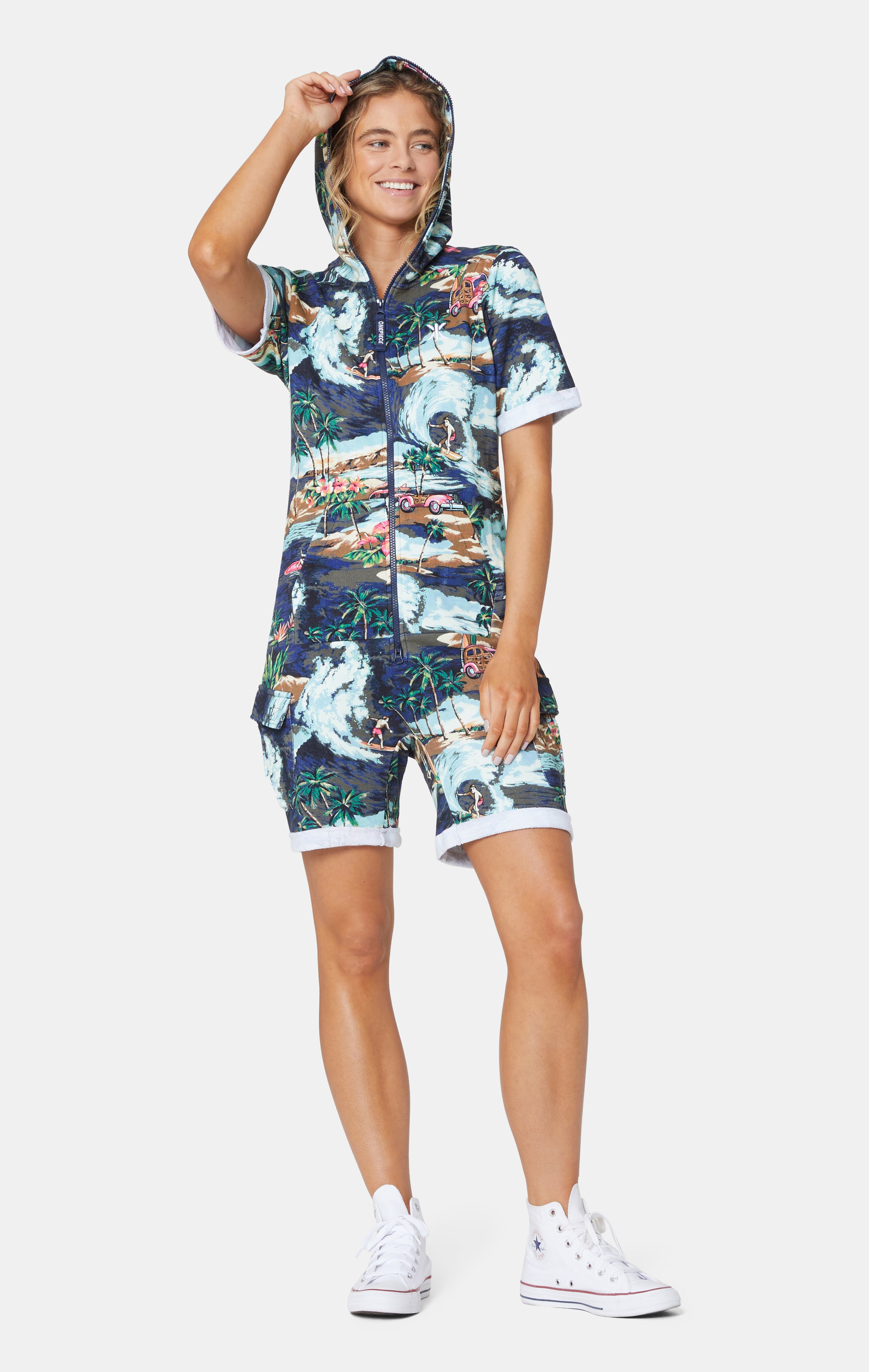 onepiece-vintage-hawaii-short-jumpsuit-blue-mix-retro image 4