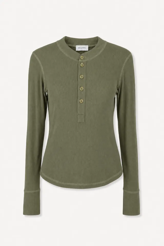 oh-april-maris-longsleeve-olive-slim-fit-modal image 1