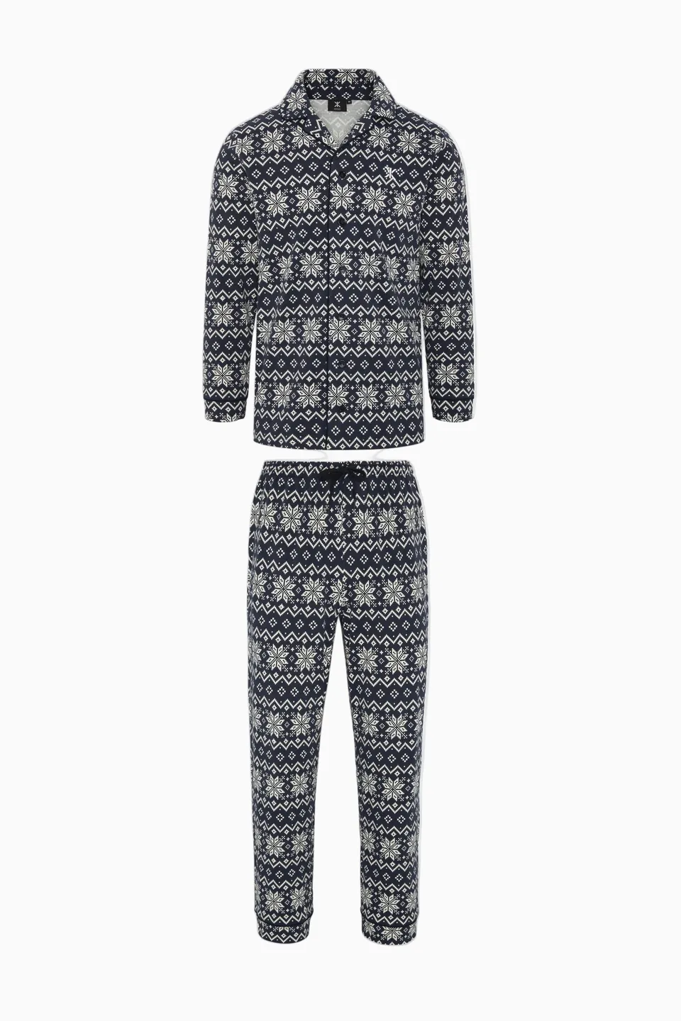 onepiece-winter-pyjamas-set-navy-schneeflocken-damen image 1