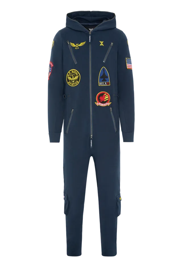 onepiece-aviator-onesie-overall-navy-midnight-blue-patches image 1