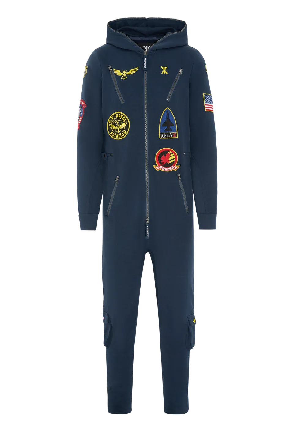 onepiece-aviator-onesie-overall-navy-midnight-blue-patches image 1