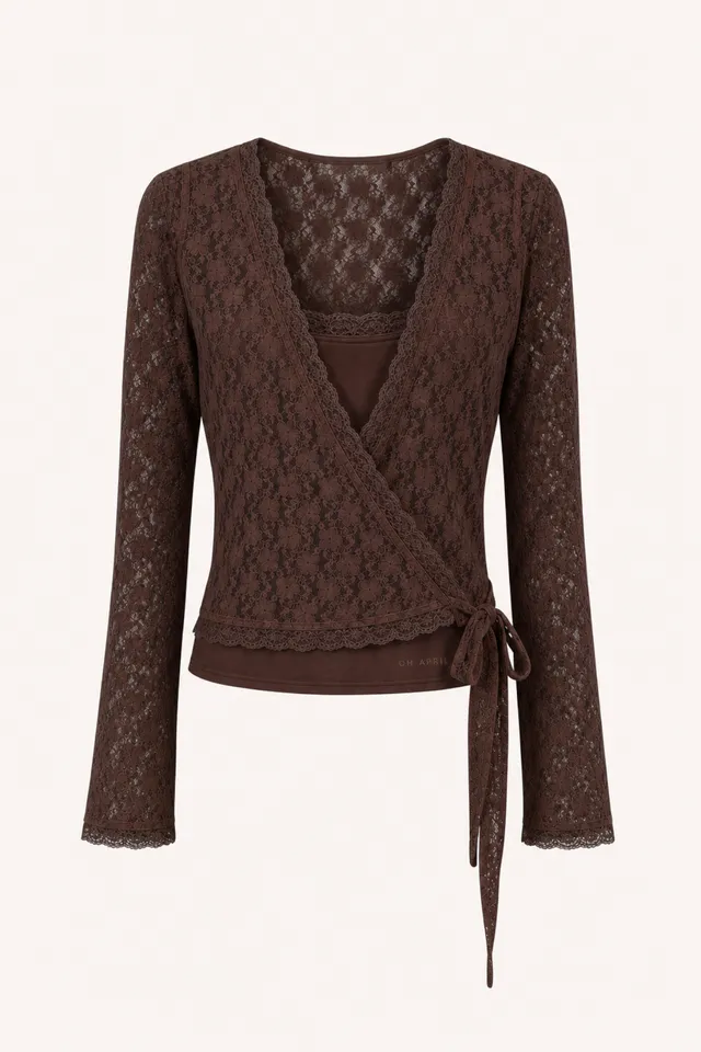 oh-april-sylva-lace-wrap-cardigan-dark-brown-2-teilig image 1