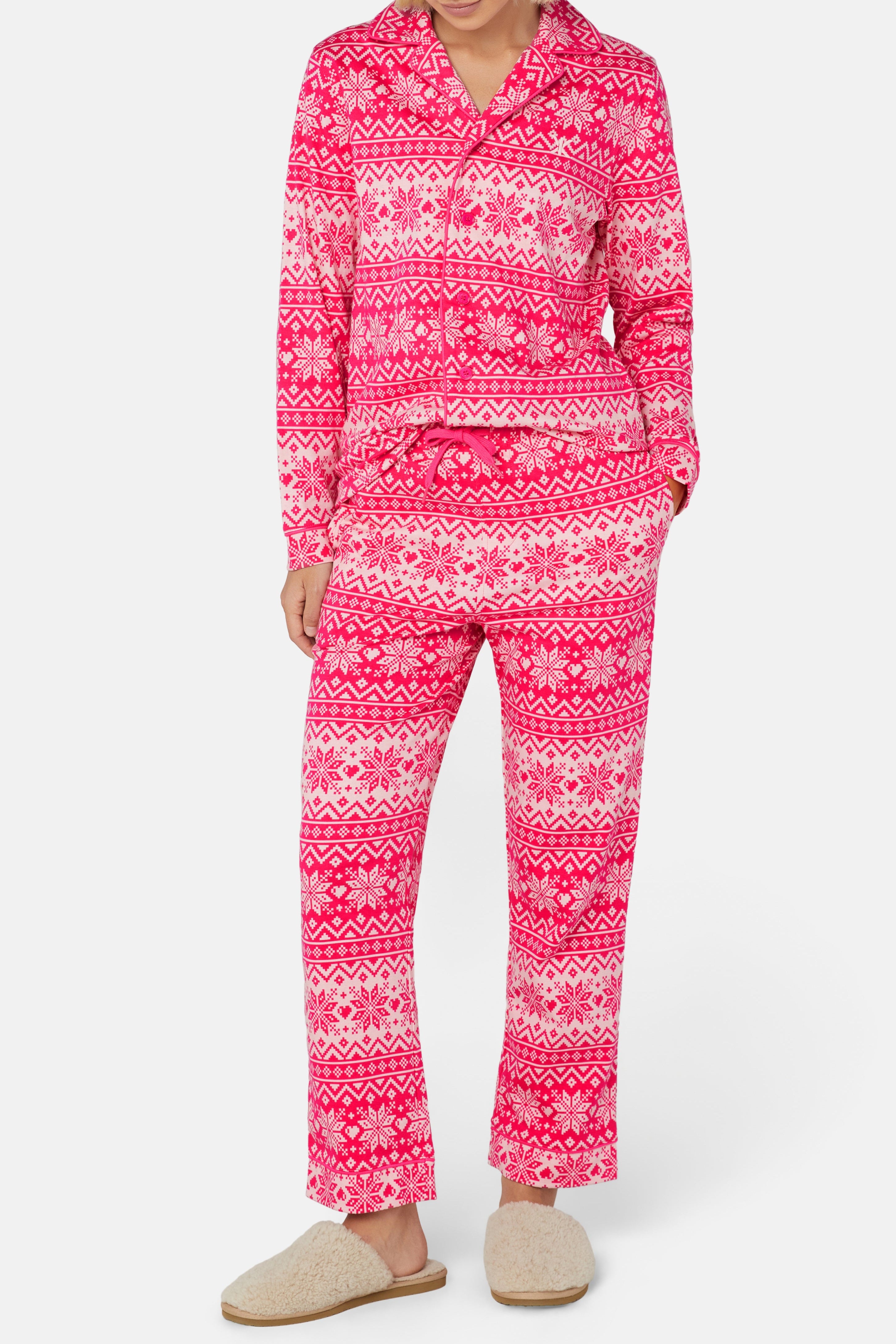 onepiece-winter-pyjamas-set-pyjama-pink-schneeflocken image 4