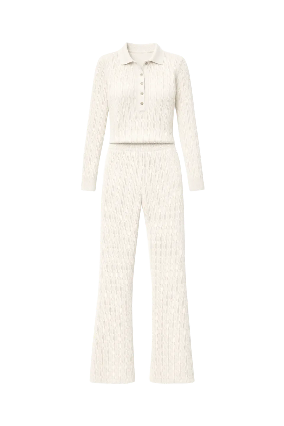 onepiece-summer-cable-flared-jumpsuit-creme-strick image 1