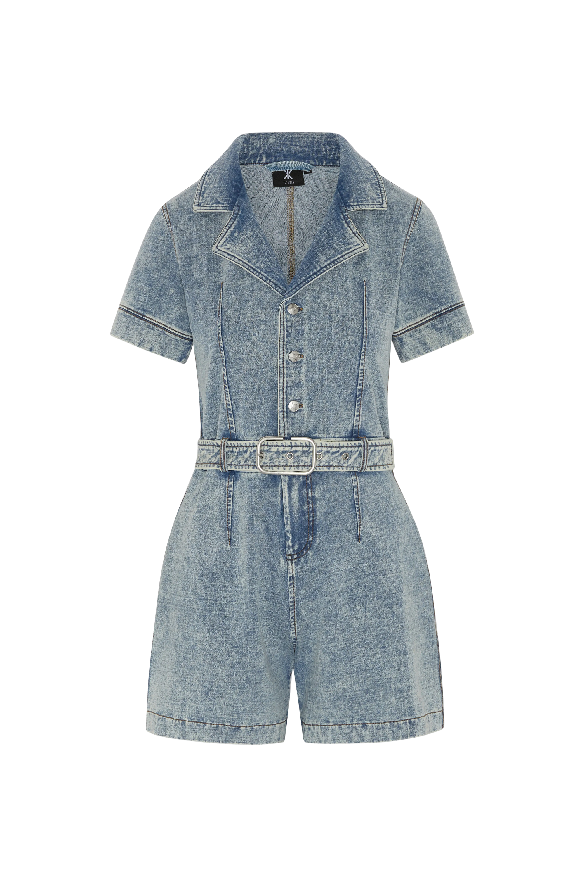 onepiece-denim-fitted-short-jumpsuit-jeans-overall-hellblau image 1
